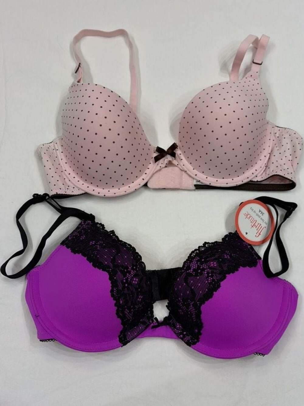 Maidenform One Fab Fit Demi T-Shirt Bra/ Flirtitude My Fave Push-Up Bra Set 34A